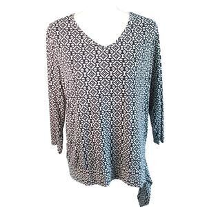 Chico's women's 3/4 Sleeve Blue & White Stretch Shirt Size Small ( 1 )